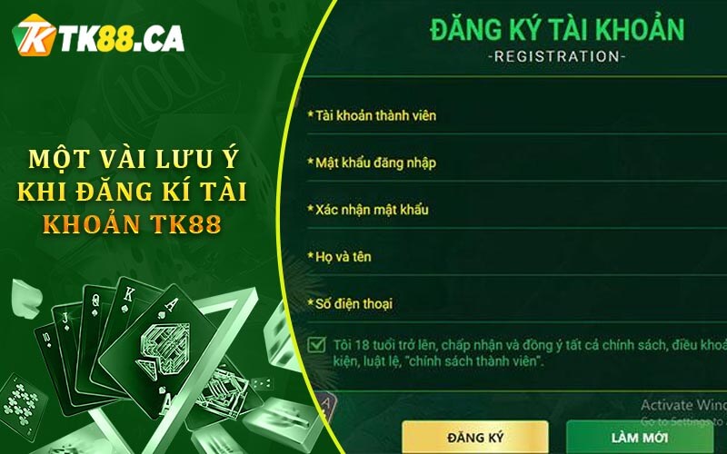 Một vài lưu ý khi đăng kí tài khoản Tk88 Một vài lưu ý khi đăng kí tài khoản Tk88