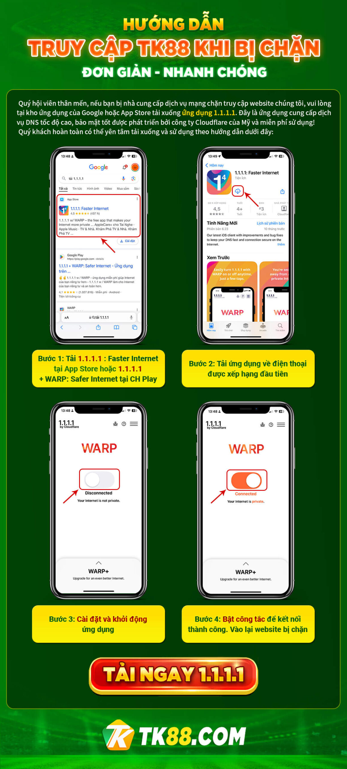 Truy cập tk88 khi bị chặn